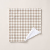 Boho Gingham Patroon Geruit Neutraal Bad Handdoek (Wasdoekje)