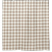 Boho Gingham Patroon Geruit Neutraal Douchegordijn (Voorkant)