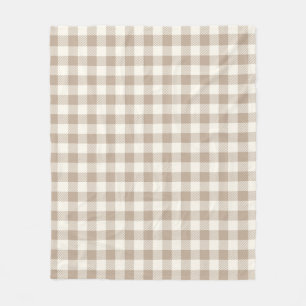 Boho Gingham Patroon Geruit Neutraal Fleece Deken
