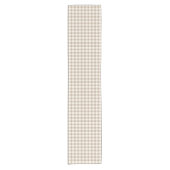 Boho Gingham Patroon Geruit Neutraal Korte Tafelloper (Voorkant)