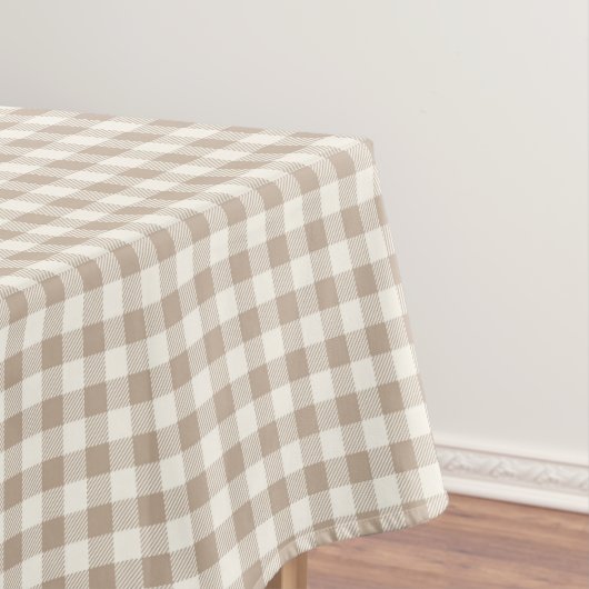 Boho Gingham Patroon Geruit Neutraal Tafelkleed (Voorbeeld)
