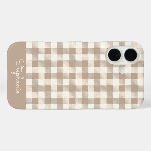 Boho Gingham Patroon Geruit Neutrale Naam Case-Mate iPhone Case (Achterkant (horizontaal))