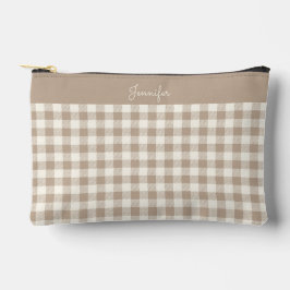 Boho Gingham Patroon Geruit Neutrale Naam Etui