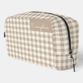Boho Gingham Patroon Geruit Neutrale Naam Toilettasje (Rechterhoek)