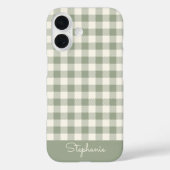 Boho Gingham Patroon Geruit Salie Naam Case-Mate iPhone Case (Achterkant)