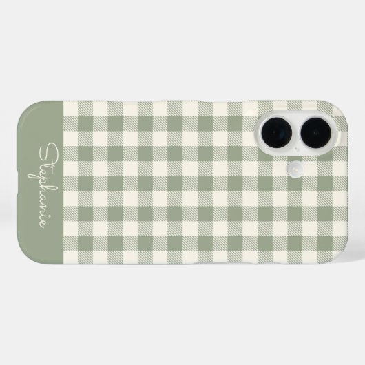 Boho Gingham Patroon Geruit Salie Naam Case-Mate iPhone Case (Achterkant (horizontaal))
