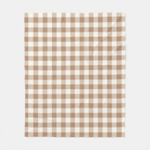 Boho Gingham Patroon Geruit Tannenkleurig Bruin Fleece Deken