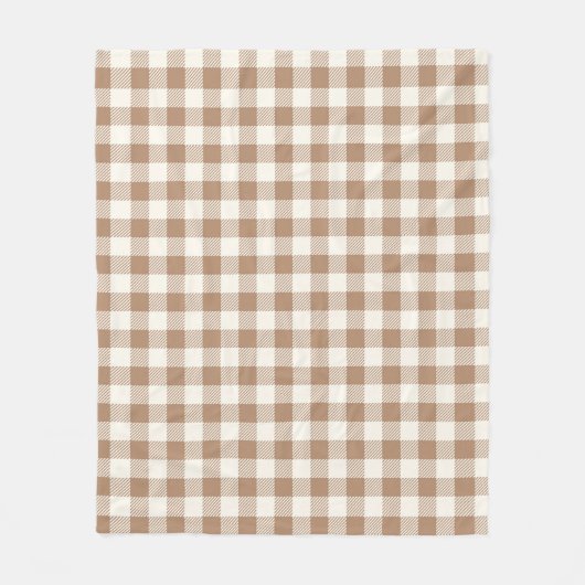 Boho Gingham Patroon Geruit Tannenkleurig Bruin Fleece Deken (Voorkant)