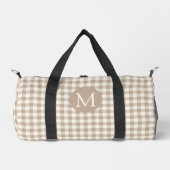 Boho Gingham Pattern Plaid Check Neutral Monogram Plunjezak (Voorkant)