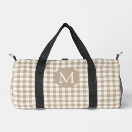 Boho Gingham Pattern Plaid Check Neutral Monogram Plunjezak