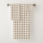 Boho Gingham Pattern Plaid Checkered Neutral Bad Handdoek (Insitu)
