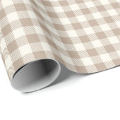 Boho Gingham Pattern Plaid Checkered Neutral Cadeaupapier (Rol Hoek)