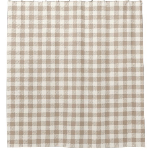 Boho Gingham Pattern Plaid Checkered Neutral Douchegordijn (Voorkant)