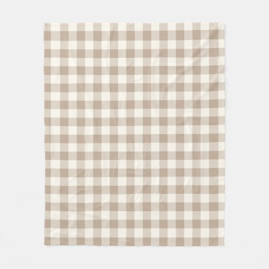 Boho Gingham Pattern Plaid Checkered Neutral Fleece Deken (Voorkant)