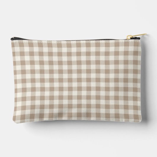 Boho Gingham Pattern Plaid Checkered Neutral Name Etui (Achterkant)