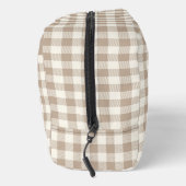 Boho Gingham Pattern Plaid Checkered Neutral Name Toilettasje (Rechts)