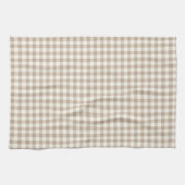 Boho Gingham Pattern Plaid Checkered Neutral Theedoek (Horizontaal)
