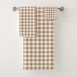 Boho Gingham Pattern Plaid Checkered Tan Brown Bad Handdoek