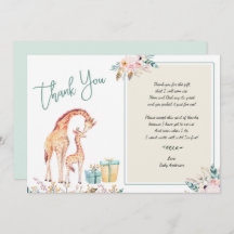Boho Giraffe Baby shower bedankt voor je gedicht