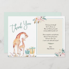 Boho Giraffe Baby shower bedankt voor je gedicht Kaart