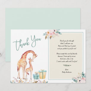 Boho Giraffe Baby shower bedankt voor je gedicht Kaart