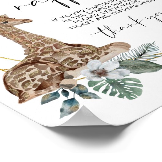 Boho Giraffe Baby shower Diaper Raffle Sign Poster (Hoek)