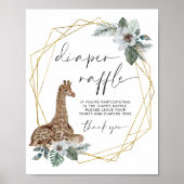 Boho Giraffe Baby shower Diaper Raffle Sign Poster (Voorkant)