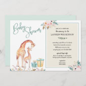 Boho Giraffe Baby shower genderneutraal uitnodigen Kaart (Voorkant / Achterkant)