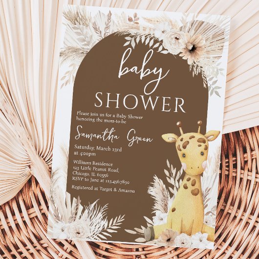 Boho Giraffe Baby Shower Kaart