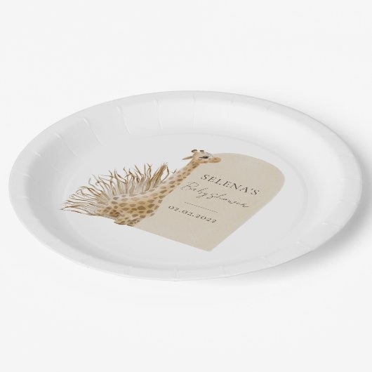 Boho Giraffe Baby shower Papieren Bordje (Gekanteld)