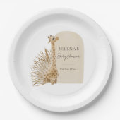 Boho Giraffe Baby shower Papieren Bordje (Voorkant)