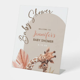 Boho Giraffe Baby shower Pedestal Welcome Sign Reclamebord Met Voetstuk