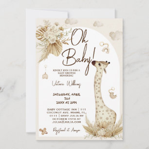 Boho-giraffe baby shower voor de kraamkamer  kaart