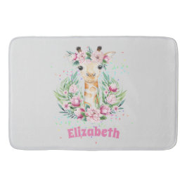 Boho Giraffe Bloemen Naam Meisjes, Tiener Cadeaus Badmat
