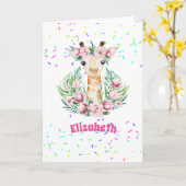 Boho Giraffe Bloemen Naam Meisjes, Tiener Cadeaus Kaart (Gele Bloem)