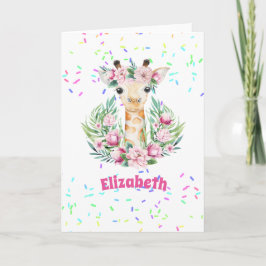 Boho Giraffe Bloemen Naam Meisjes, Tiener Cadeaus Kaart
