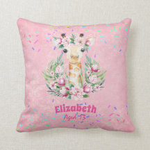 Boho-giraffe bloemen vernoemde meisjes, tiener cad