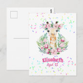 Boho-giraffe bloemen vernoemde meisjes, tienercade briefkaart (Voorkant / Achterkant)