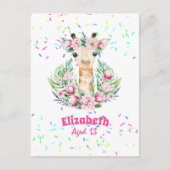 Boho-giraffe bloemen vernoemde meisjes, tienercade briefkaart (Voorkant)