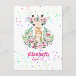 Boho-giraffe bloemen vernoemde meisjes, tienercade briefkaart
