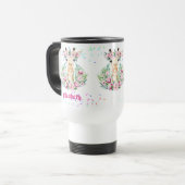 Boho-giraffe bloemen vernoemde meisjes, tienercade reisbeker (Voorkant links)