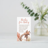Boho Giraffe Boeken voor Baby Kaart Visitekaartje (Staand voorkant)