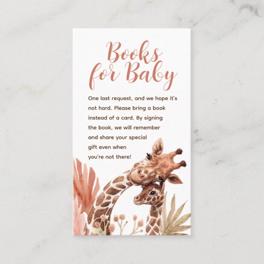 Boho Giraffe Boeken voor Baby Kaart Visitekaartje (Voorkant)