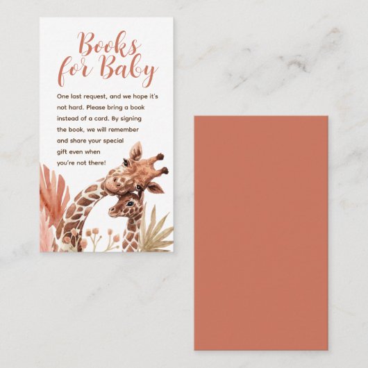 Boho Giraffe Books for Baby Kaart Visitekaartje (Voorkant / Achterkant)