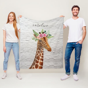 Boho Giraffe Bricks Fleece Blanket Deken