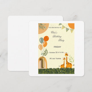 Boho-giraffe eerste verjaardagsuitnodiging save the date