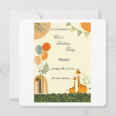Boho-giraffe eerste verjaardagsuitnodiging  save the date (Voorkant)