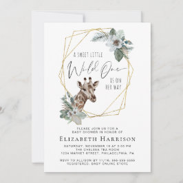 Boho Giraffe Floral Waterverf Baby shower Kaart