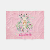 Boho Giraffe Flowers Named Girls, Tiener cadeaus Fleece Deken (Voorkant (Horizontaal))