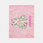 Boho Giraffe Flowers Named Girls, Tiener cadeaus Fleece Deken (Voorkant)